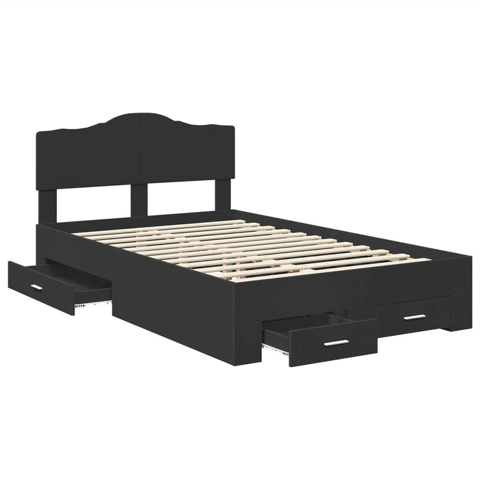 Cadru de pat cu headboard Negru 135 x 190 cm Lemn compozit - WALTI WALTI