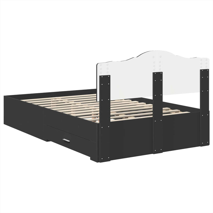 Cadru de pat cu headboard Negru 135 x 190 cm Lemn compozit - WALTI WALTI