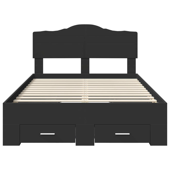 Cadru de pat cu headboard Negru 135 x 190 cm Lemn compozit - WALTI WALTI