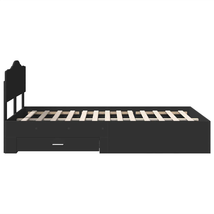 Cadru de pat cu headboard Negru 135 x 190 cm Lemn compozit - WALTI WALTI