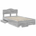 Cadru de pat cu headboard Gri Sonoma 135 x 190 cm Lemn compozit - WALTI WALTI