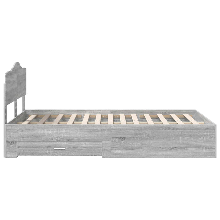 Cadru de pat cu headboard Gri Sonoma 135 x 190 cm Lemn compozit - WALTI WALTI
