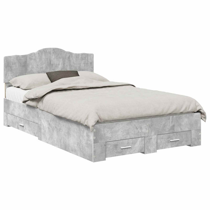 Cadru de pat cu sertar Gri din beton 120 x 200 cm Lemn compozit - WALTI WALTI