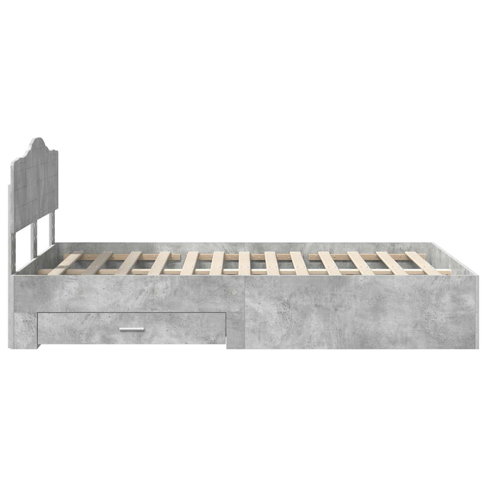 Cadru de pat cu sertar Gri din beton 120 x 200 cm Lemn compozit - WALTI WALTI