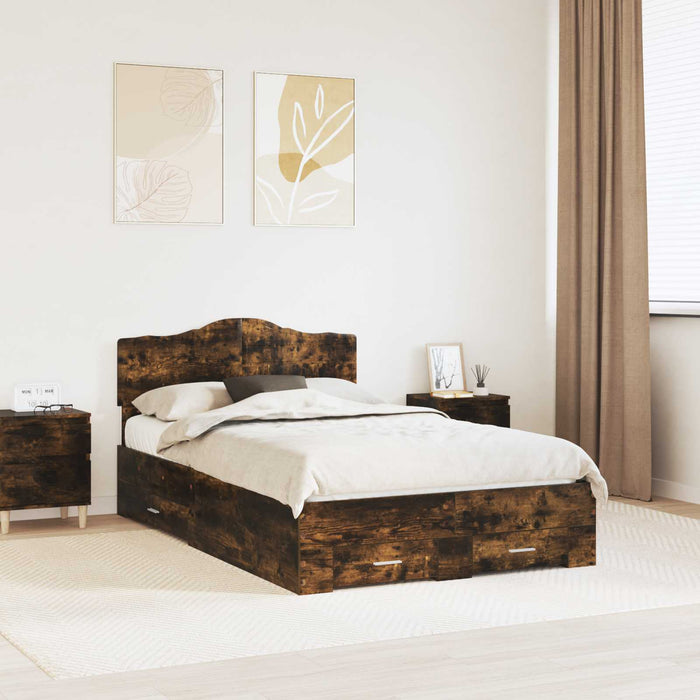 Cadru de pat Stejar fumuriu 120 x 200 cm Lemn compozit - WALTI WALTI