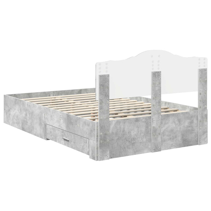Cadru de pat cu sertar Gri din beton 120 x 190 cm Lemn compozit - WALTI WALTI