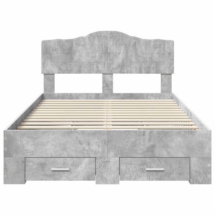 Cadru de pat cu sertar Gri din beton 120 x 190 cm Lemn compozit - WALTI WALTI