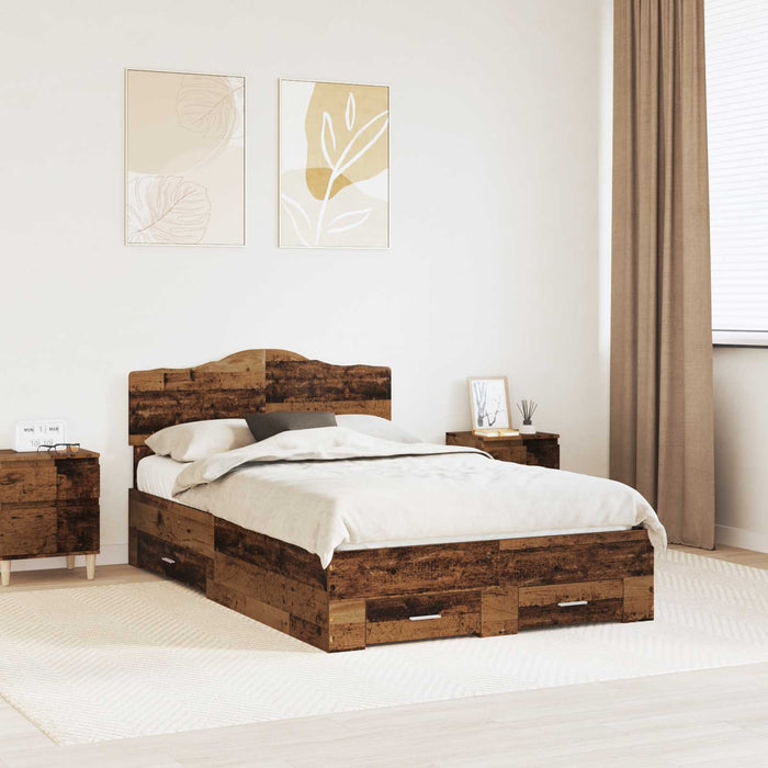 Cadru de pat cu headboard Lemn vechi 120 x 190 cm Lemn compozit - WALTI WALTI