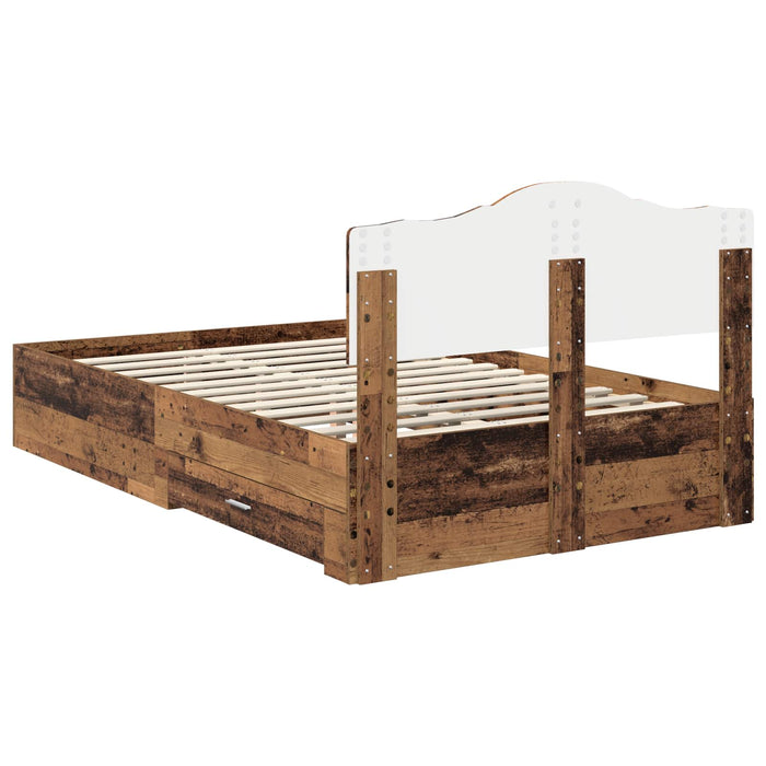 Cadru de pat cu headboard Lemn vechi 120 x 190 cm Lemn compozit - WALTI WALTI