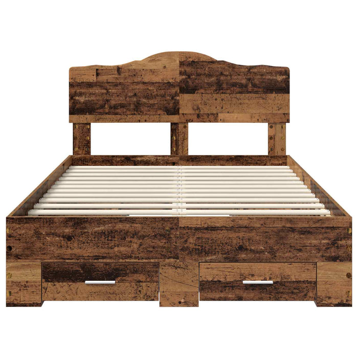 Cadru de pat cu headboard Lemn vechi 120 x 190 cm Lemn compozit - WALTI WALTI