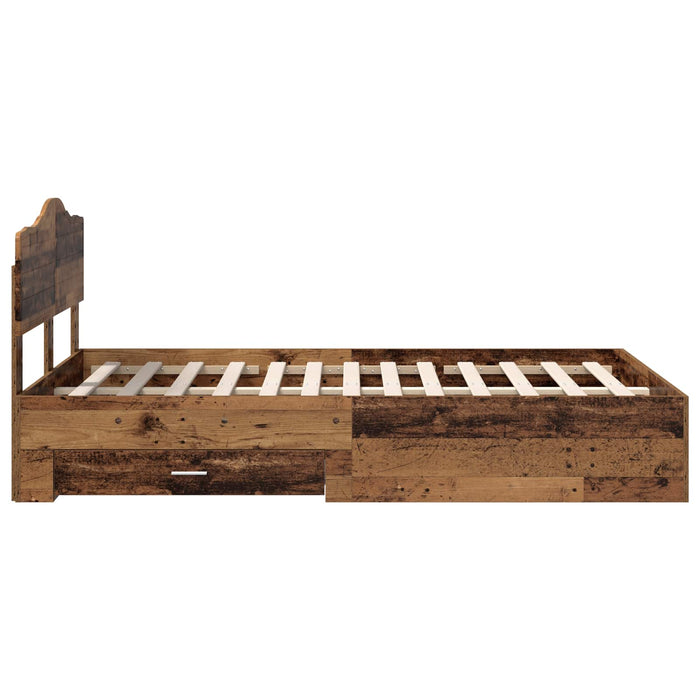 Cadru de pat cu headboard Lemn vechi 120 x 190 cm Lemn compozit - WALTI WALTI