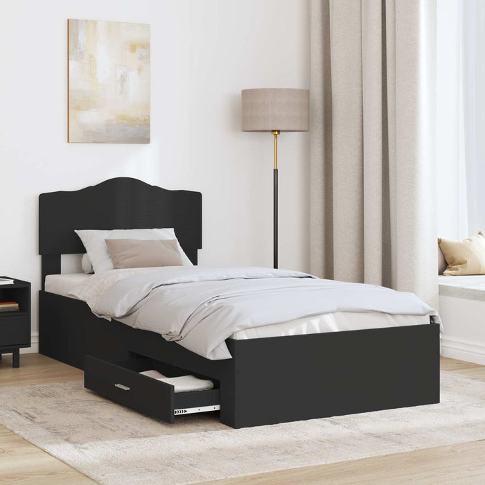 Cadru de pat cu headboard Negru 100 x 200 cm Lemn compozit - WALTI WALTI