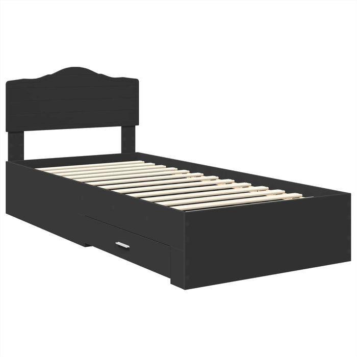 Cadru de pat cu headboard Negru 100 x 200 cm Lemn compozit - WALTI WALTI