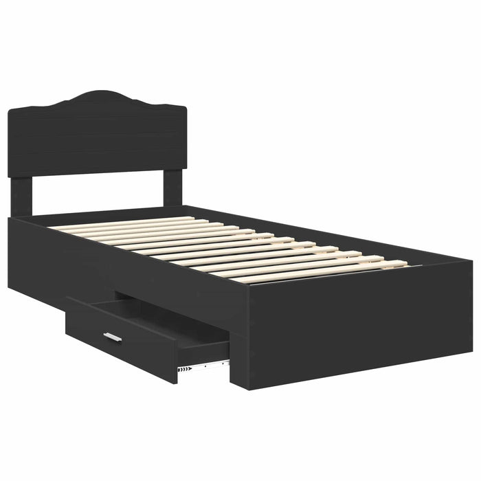 Cadru de pat cu headboard Negru 100 x 200 cm Lemn compozit - WALTI WALTI