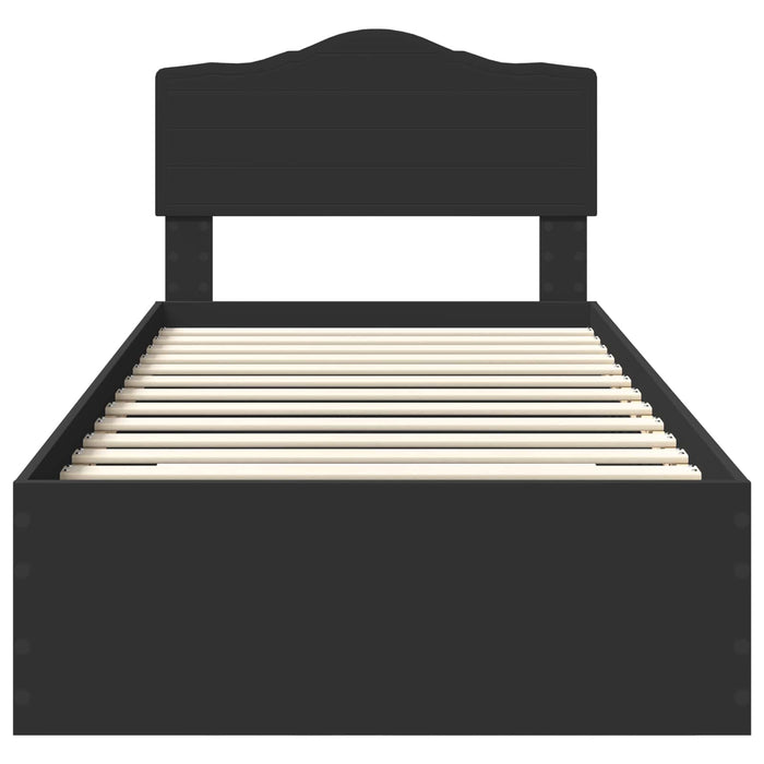 Cadru de pat cu headboard Negru 100 x 200 cm Lemn compozit - WALTI WALTI