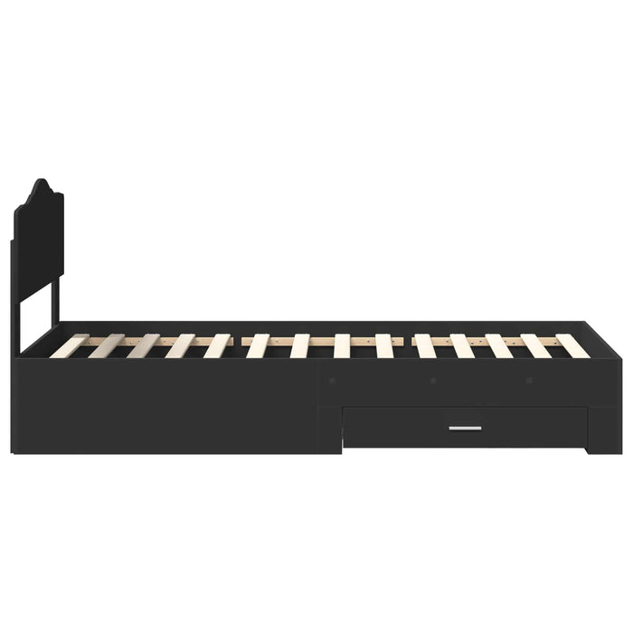 Cadru de pat cu headboard Negru 100 x 200 cm Lemn compozit - WALTI WALTI