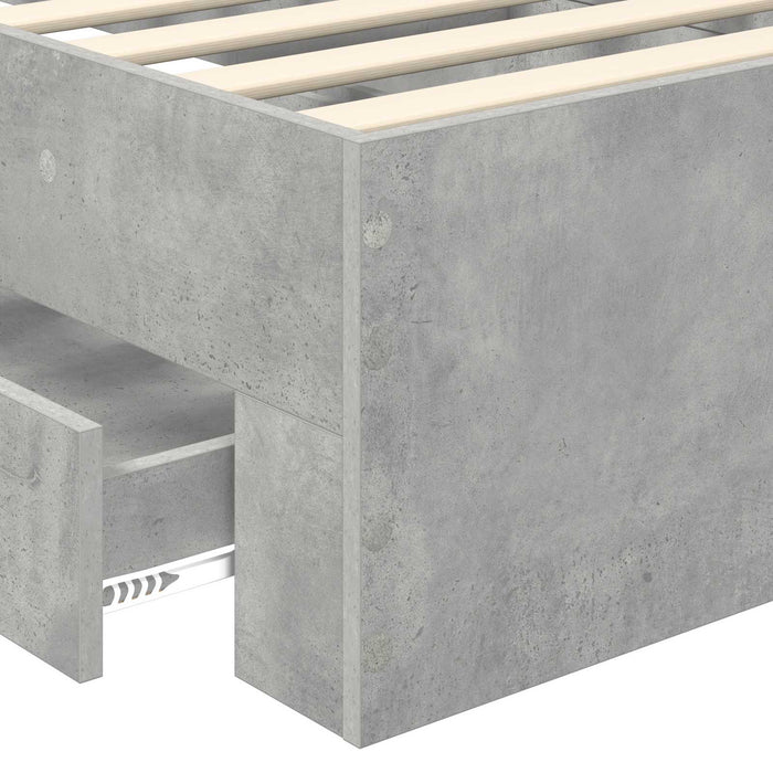 Cadru de pat cu sertar Gri din beton 100 x 200 cm Lemn compozit - WALTI WALTI