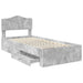 Cadru de pat cu sertar Gri din beton 100 x 200 cm Lemn compozit - WALTI WALTI