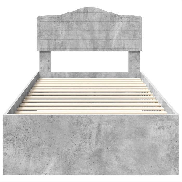 Cadru de pat cu sertar Gri din beton 100 x 200 cm Lemn compozit - WALTI WALTI