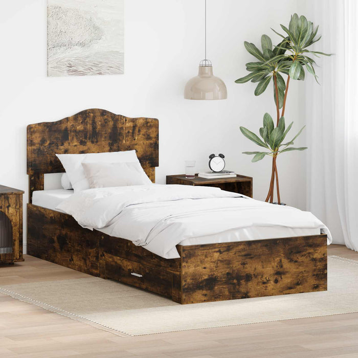 Cadru de pat Stejar fumuriu 100 x 200 cm Lemn compozit - WALTI WALTI