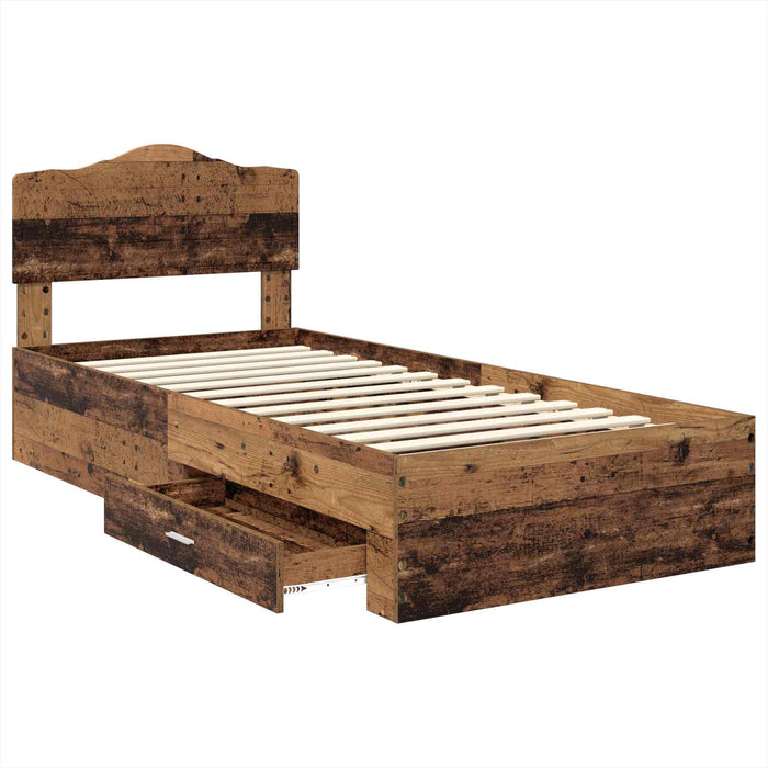 Cadru de pat cu headboard Lemn vechi 100 x 200 cm Lemn compozit - WALTI WALTI