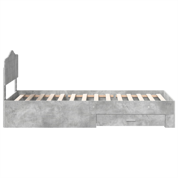 Cadru de pat cu sertar Gri din beton 90 x 200 cm Lemn compozit - WALTI WALTI