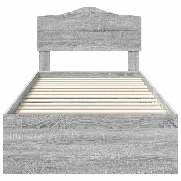 Cadru de pat cu headboard Gri Sonoma 90 x 200 cm Lemn compozit - WALTI WALTI