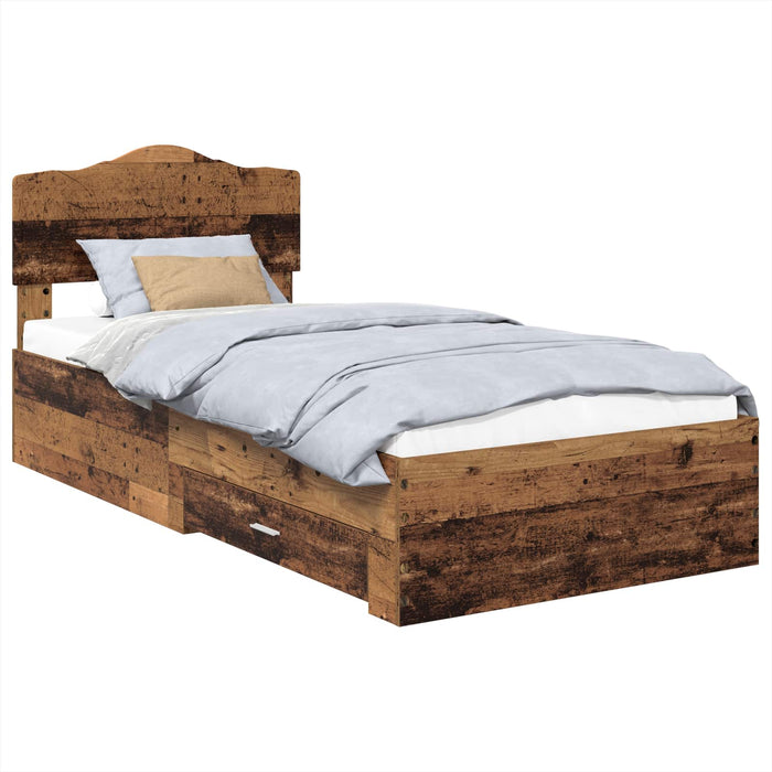Cadru de pat cu headboard Lemn vechi 90 x 200 cm Lemn compozit - WALTI WALTI