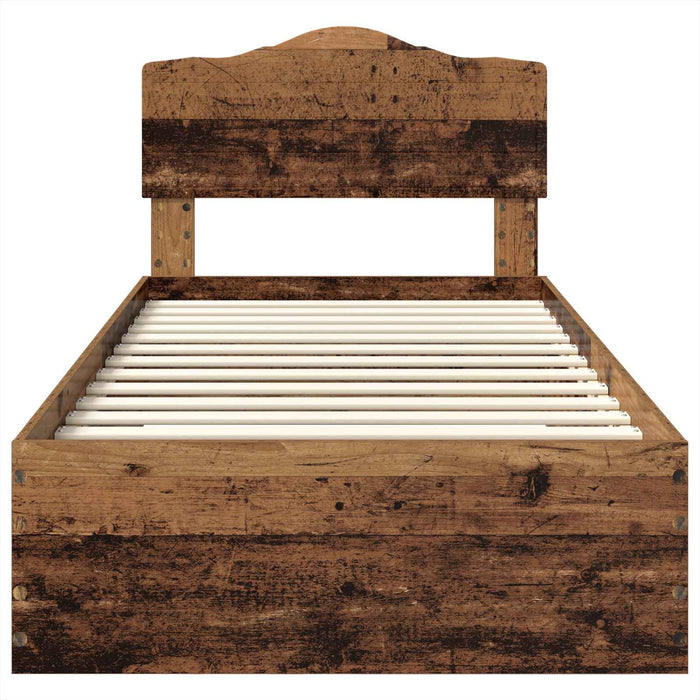 Cadru de pat cu headboard Lemn vechi 90 x 200 cm Lemn compozit - WALTI WALTI