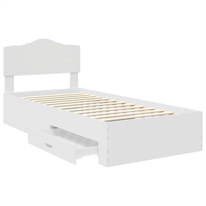 Cadru de pat cu headboard Alb 90 x 190 cm Lemn compozit - WALTI WALTI