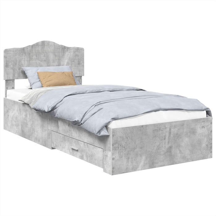 Cadru de pat cu sertar Gri din beton 90 x 190 cm Lemn compozit - WALTI WALTI
