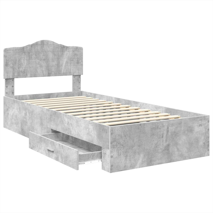 Cadru de pat cu sertar Gri din beton 90 x 190 cm Lemn compozit - WALTI WALTI