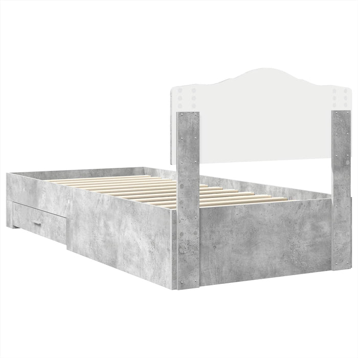 Cadru de pat cu sertar Gri din beton 90 x 190 cm Lemn compozit - WALTI WALTI