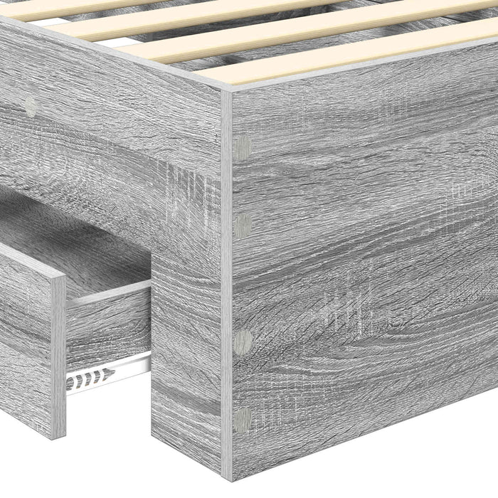 Cadru de pat cu headboard Gri Sonoma 90 x 190 cm Lemn compozit - WALTI WALTI