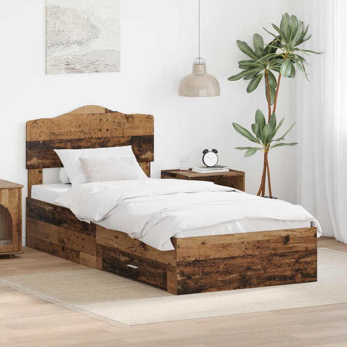 Cadru de pat cu headboard Lemn vechi 90 x 190 cm Lemn compozit - WALTI WALTI