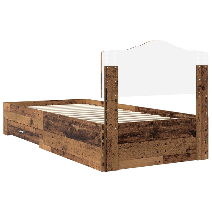Cadru de pat cu headboard Lemn vechi 90 x 190 cm Lemn compozit - WALTI WALTI