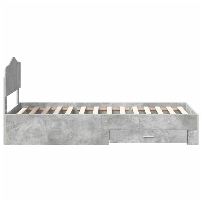 Cadru de pat cu sertar Gri din beton 75 x 190 cm Lemn compozit - WALTI WALTI