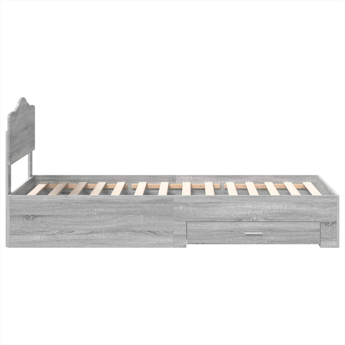 Cadru de pat cu headboard Gri Sonoma 75 x 190 cm Lemn compozit - WALTI WALTI