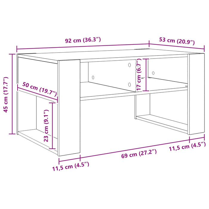 Masă de cafea cu depozitare Alb 92 x 53 x 45 cm Lemn compozit - WALTI WALTI