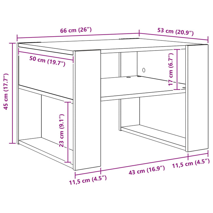 Masă de cafea Stejar fumuriu 66 x 53 x 45 cm Lemn compozit - WALTI WALTI