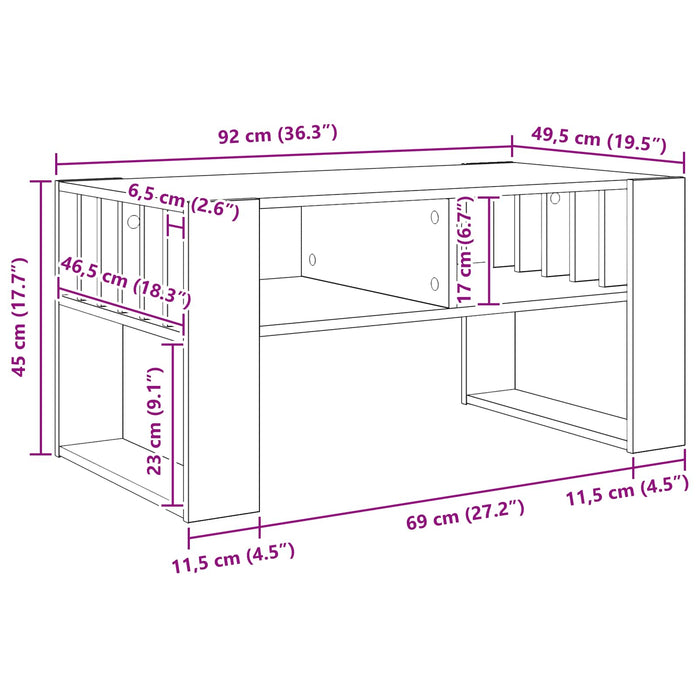 Masă de cafea Stejar Artizanal 92 x 49,5 x 45 cm Lemn compozit - WALTI WALTI
