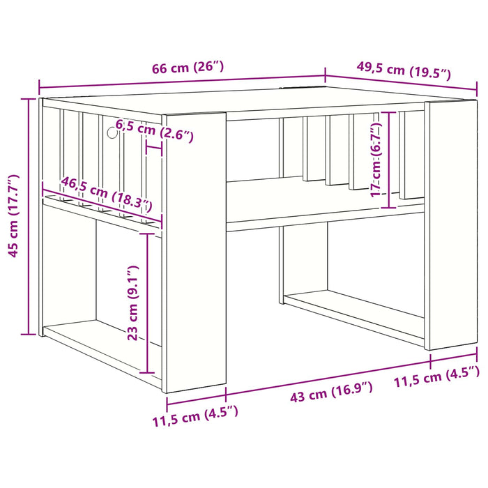 Masă de cafea Stejar fumuriu 66 x 49,5 x 45 cm Lemn compozit - WALTI WALTI
