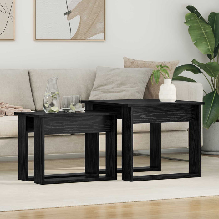 Set de măsuțe de cafea 2 pcs Stejar Negru Lemn compozit - WALTI WALTI
