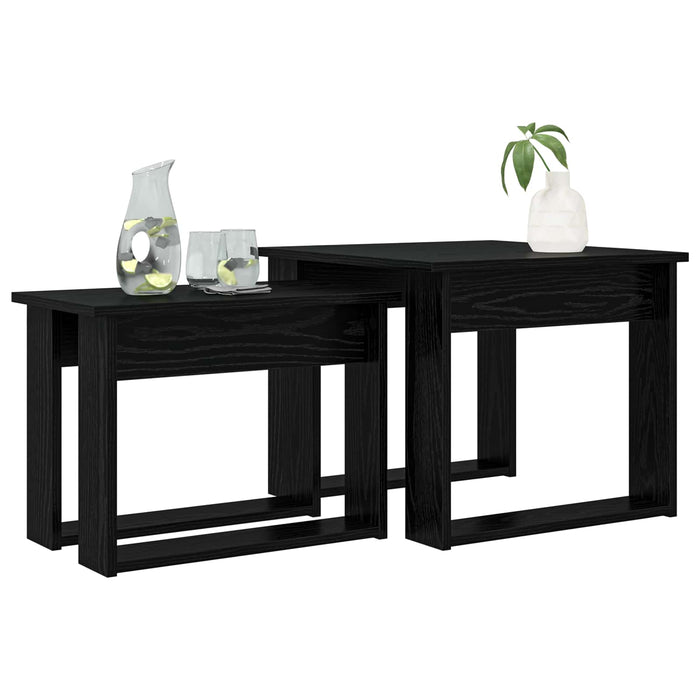 Set de măsuțe de cafea 2 pcs Stejar Negru Lemn compozit - WALTI WALTI