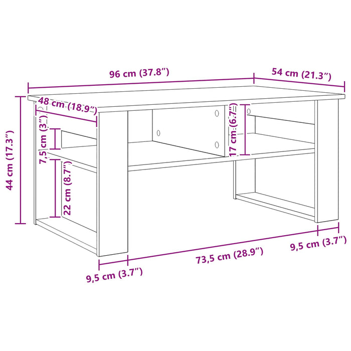 Masă de cafea Stejar fumuriu 96 x 54 x 44 cm Lemn compozit - WALTI WALTI
