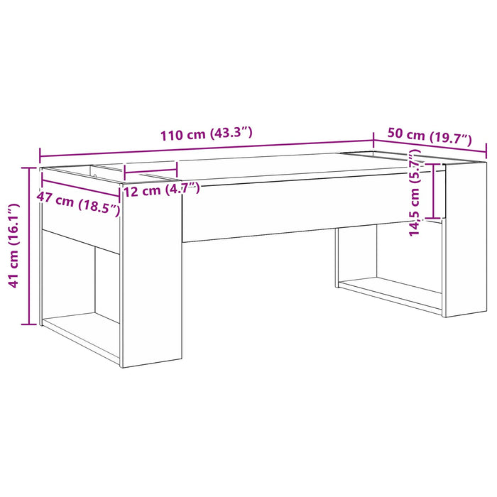 Masă de cafea Alb 110 x 50 x 41 cm Lemn compozit - WALTI WALTI