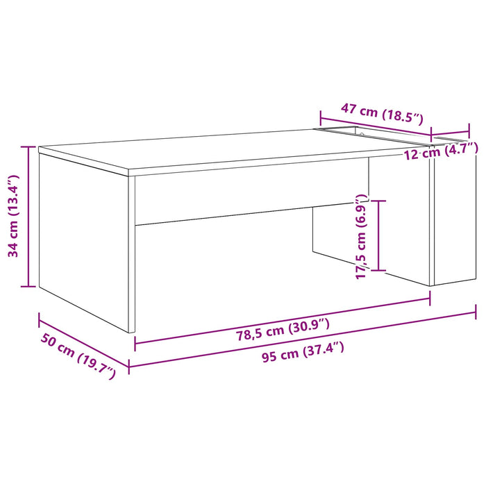 Masă de cafea Stejar fumuriu 95 x 50 x 34 cm Lemn compozit - WALTI WALTI