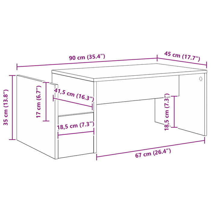 Masă de cafea Stejar Negru 90 x 45 x 35 cm Lemn compozit - WALTI WALTI
