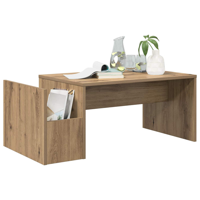 Masă de cafea Stejar Artizanal 90 x 45 x 35 cm Lemn compozit - WALTI WALTI