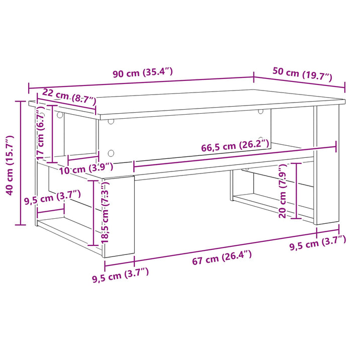 Masă de cafea Gri din beton 90 x 50 x 40 cm Lemn compozit - WALTI WALTI